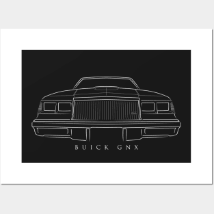 1987 Buick GNX - front stencil, white Posters and Art